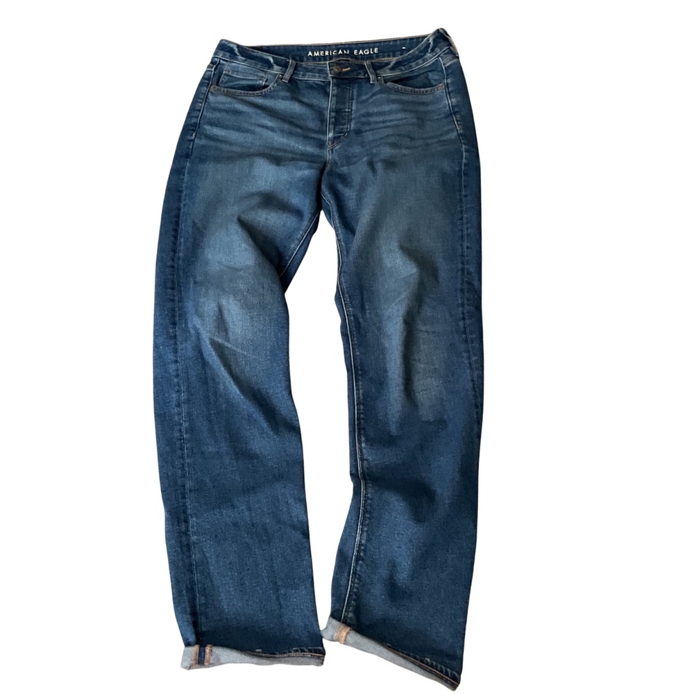 American Eagle Outfitters Womens 8 X-Long Stretch Button Fly Jeans‎ Medium Wash